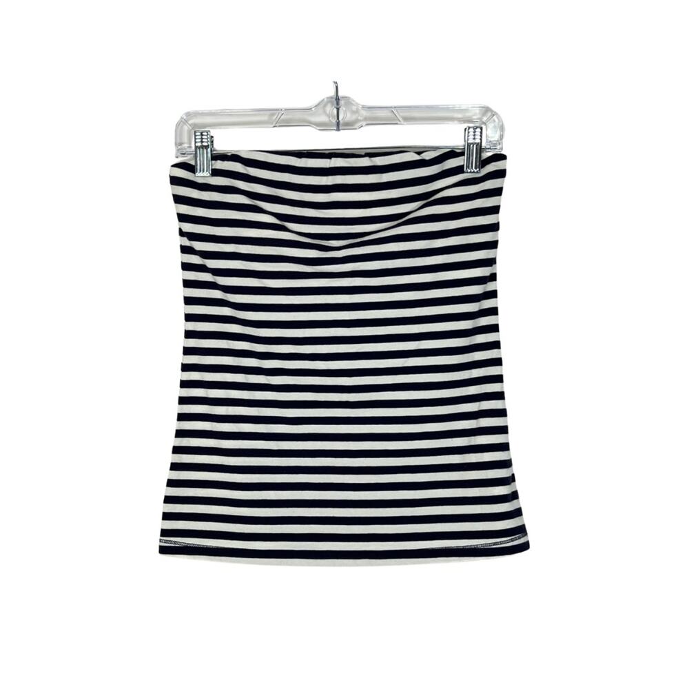 Rachel Roy Navy Blue & White Horitzontal Stripes Strapless Bandeau Top Size L